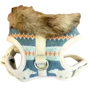 🌈 6/$60, Soft Padded Dog Harness XS Faux Fur Polar Bear Adjustable Blue Beige